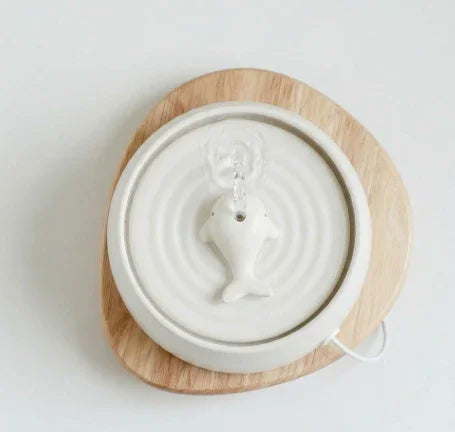Ceramic Fountain + Stand — Matcha White